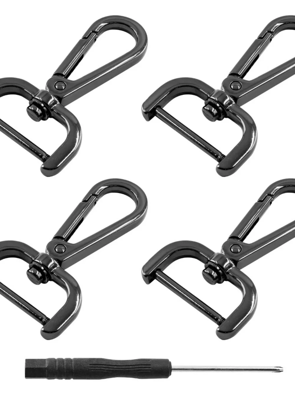 Litoexpe 4-Pack Detachable Snap Hook Swivel Clasp with 1 Inch Screw Bar, Black H